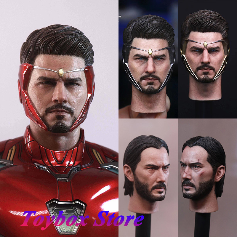 TM008 1/6 Tom Cruise Cosplay Iron Man Head Sculpt TM015 Western Tough Guy Keanu Reeves Carving Model
