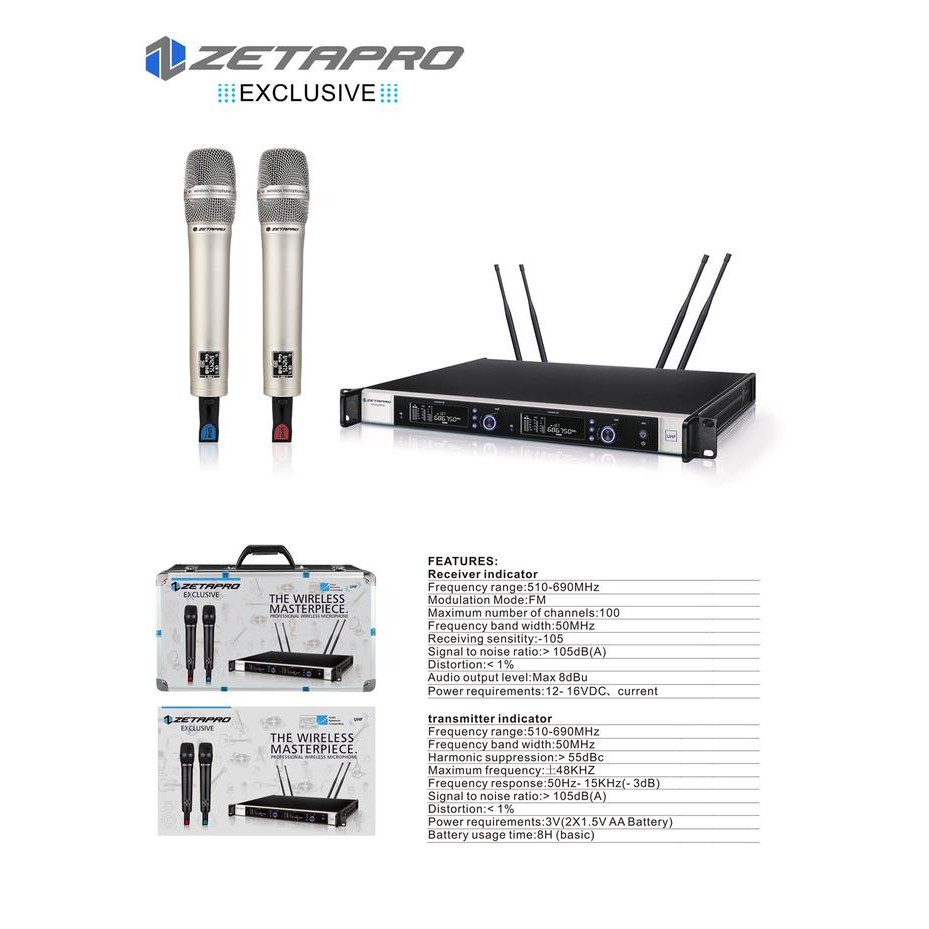 Mic Wireless Zetapro Exclusive Original