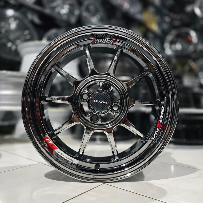 velg mobil ring 16 VENOM JF LUXURY BLACK CROME velg mobil racing R16 velg mobil brio jazz city freed