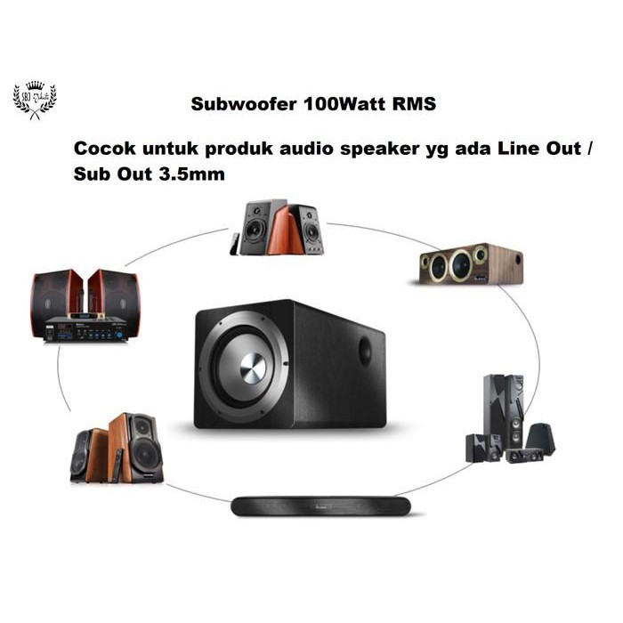 [Expret] SBJ Active Subwoofer 6.5 Inch 100W RMS utk Edifier Sub Out Line Out