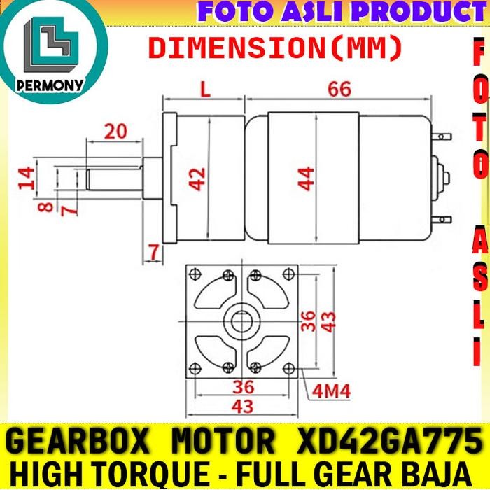 XD42GA775 Motor Gearbox RS775 XD-GA775