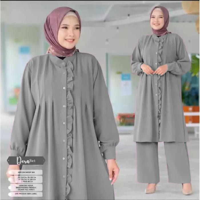Set Long Tunik Wanita Crinkle
