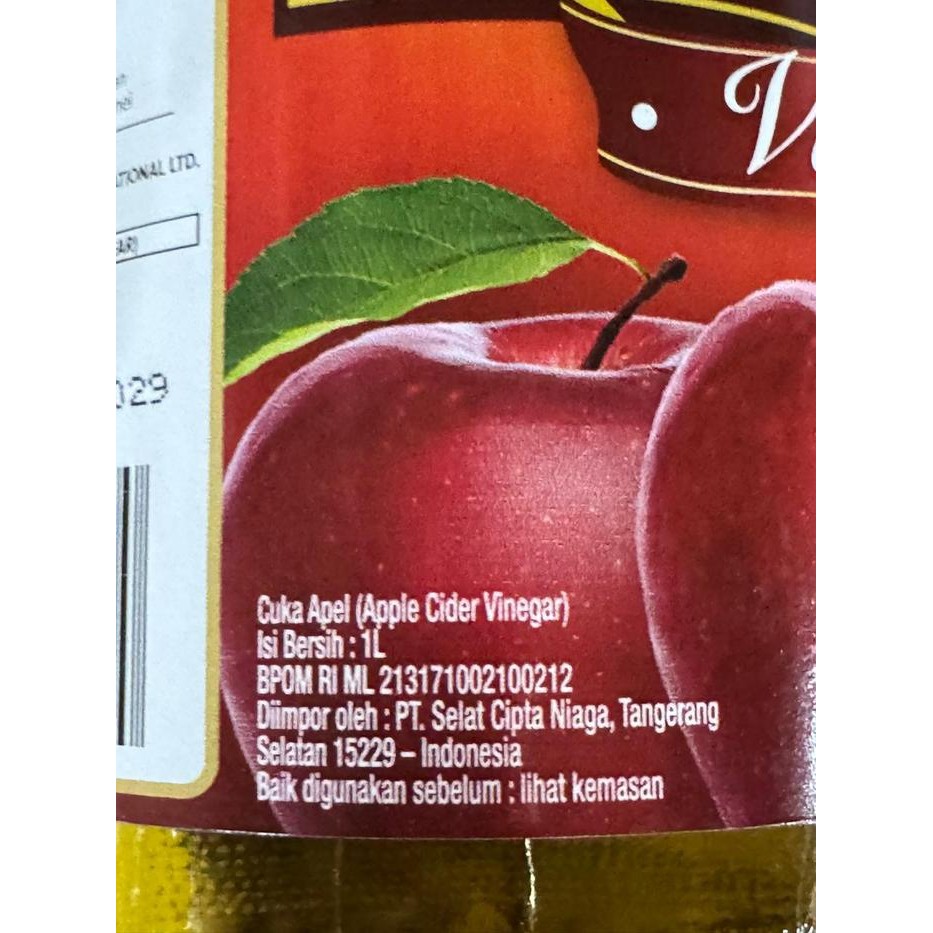 

Sw Cuka Apel / Apple Cider Vinegar Botol 1 Liter