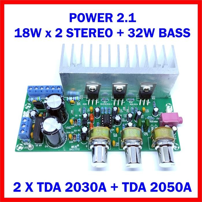 Power Amplifier Stereo + Bass 2.1 Tda 2030 + Tda 2050 2X18W + 32W