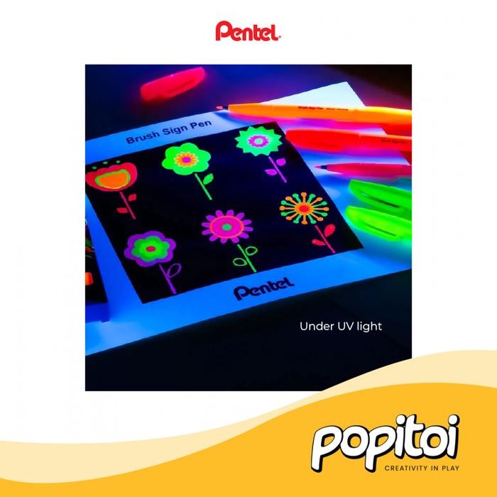 

pentel touch brush pen fluorescent warna spidol marker kaligrafi kode 859