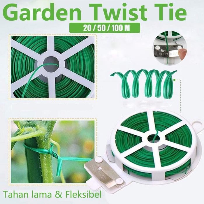 20/50/100M Twist Tie/Garden Twist Tie /Green Coated Wire Twist Tie / Kabel Tie Pengikat Tanaman