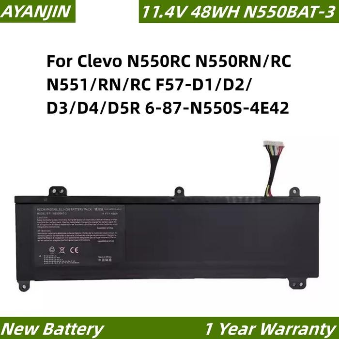 N550BAT-3 Laptop Battery For Clevo N550RC N550RN/RC N551/RN/RC F57-D1/D2/D3/D4/D5R 6-87-N550S-4E42 1