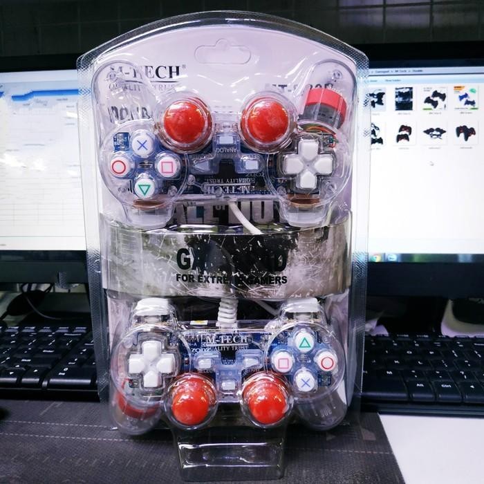 (Expert) Stik PS PC JOYSTICK PC Laptop Gamepad Double Transparan Usb