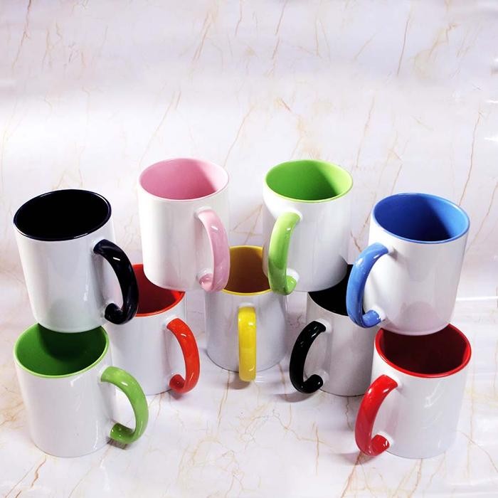 Mug Keramik Dalam Warna 11 oz Import Coating / Bahan Polos Twotone 2