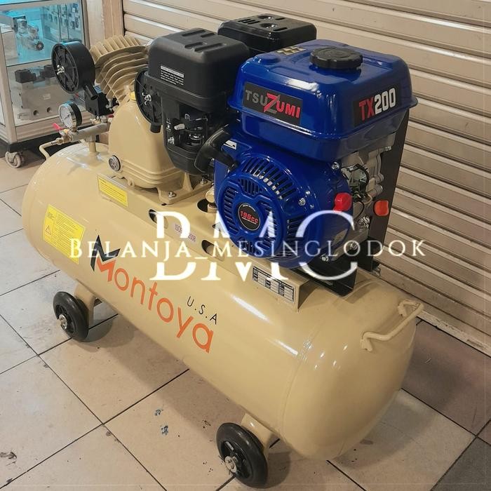 Grosir Kompresor Udara Angin 2 Hp / Pk Montoya + Engine Bensin Tsuzumi 6.5 Hp