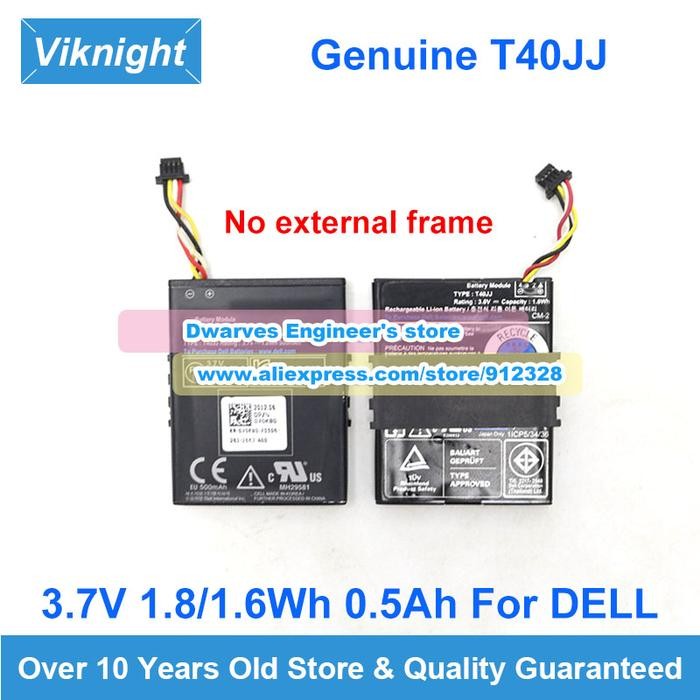 Genuine 3.7V 1.8Wh 0.5Ah Battery T40JJ For Dell PowerEdge M620 R320 R420 R520 R620 70K80 H710 D0JMF 