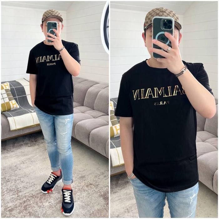 Balmain New Logo Tshirt Black-Gold (Man)