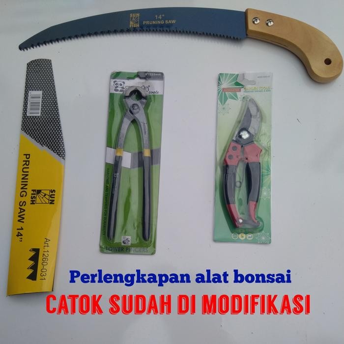 paket perlengkapan alat bonsai gergaji , gunting dahan dan catut