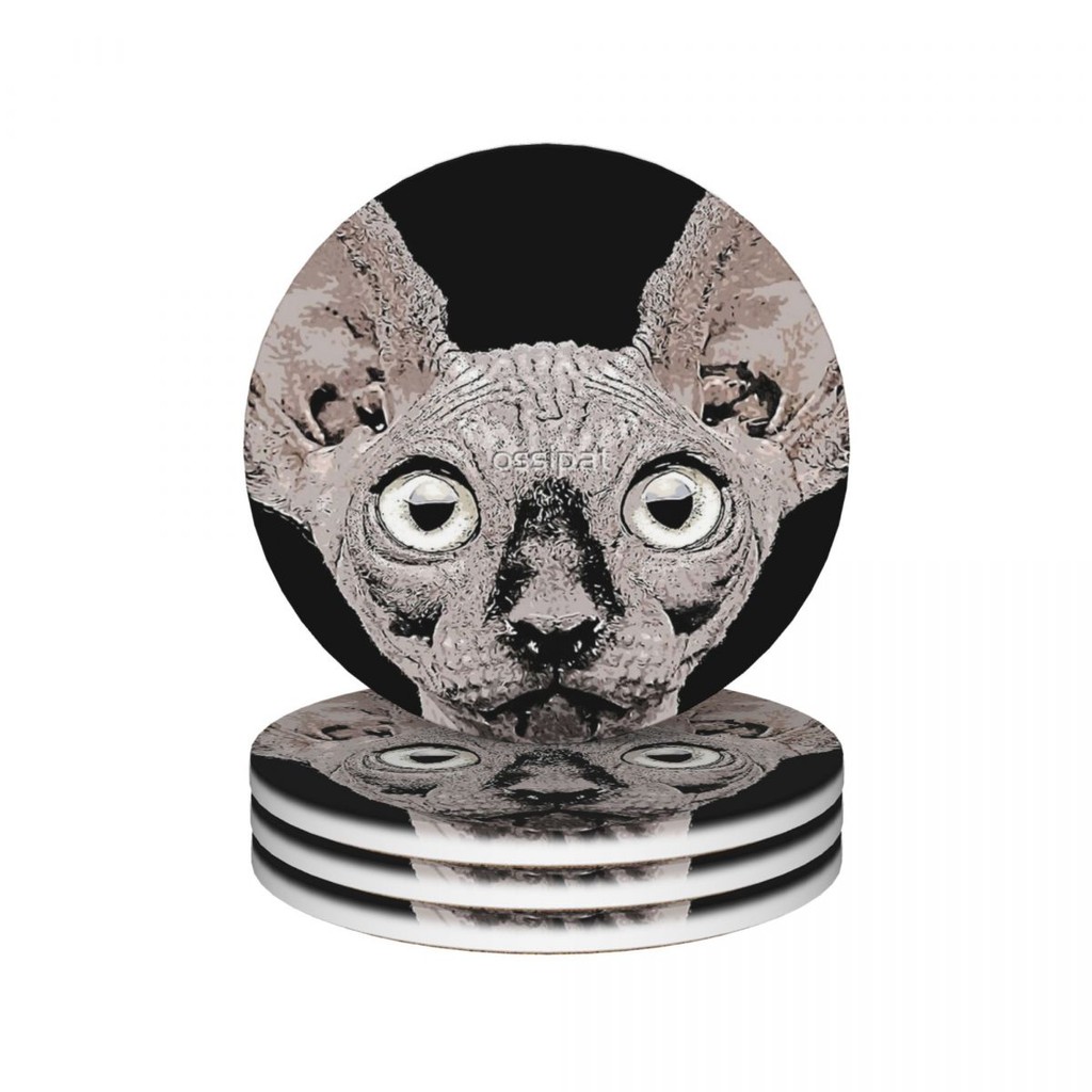 Sphynx Ceramic Coasters Kitchen Bar Supplies (Pack of 4 pieces)