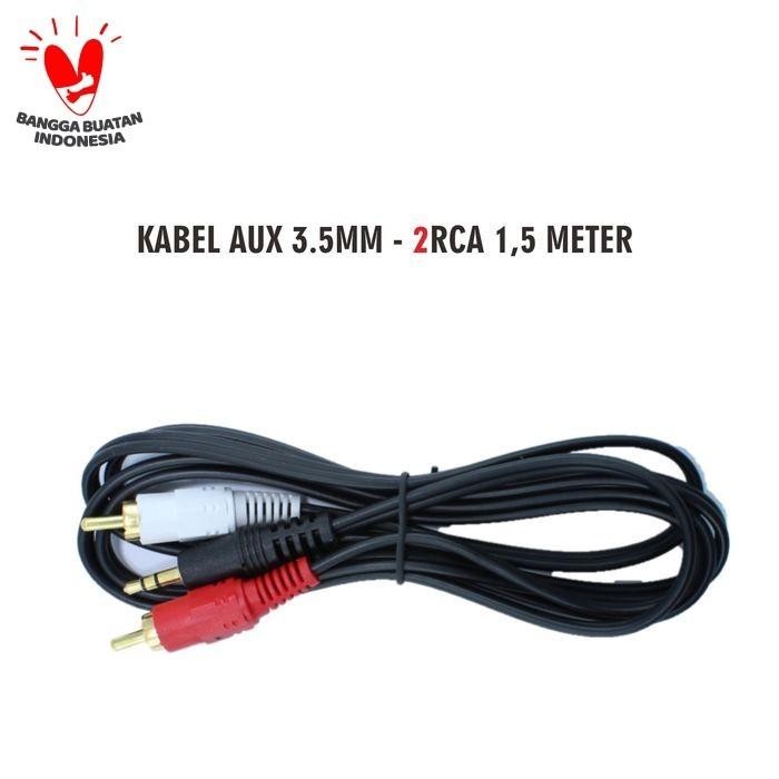 (Expert) Kabel Jack 2 RCA ke 3.5 mm Mini Stereo 1.5 m Audio Music HP ke Speaker