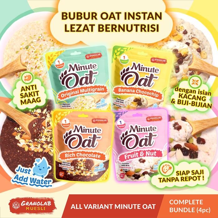 

Instant Oatmeal MINUTE OAT Granolab Muesli complete variant isi 4pcs x 65gr