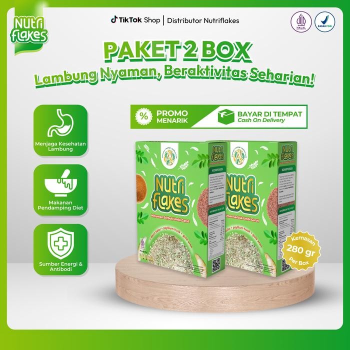 

Nutriflakes Sereal Umbi Garut Membantu Meredakan Asam Lambung dan Maag Paket 2 Box