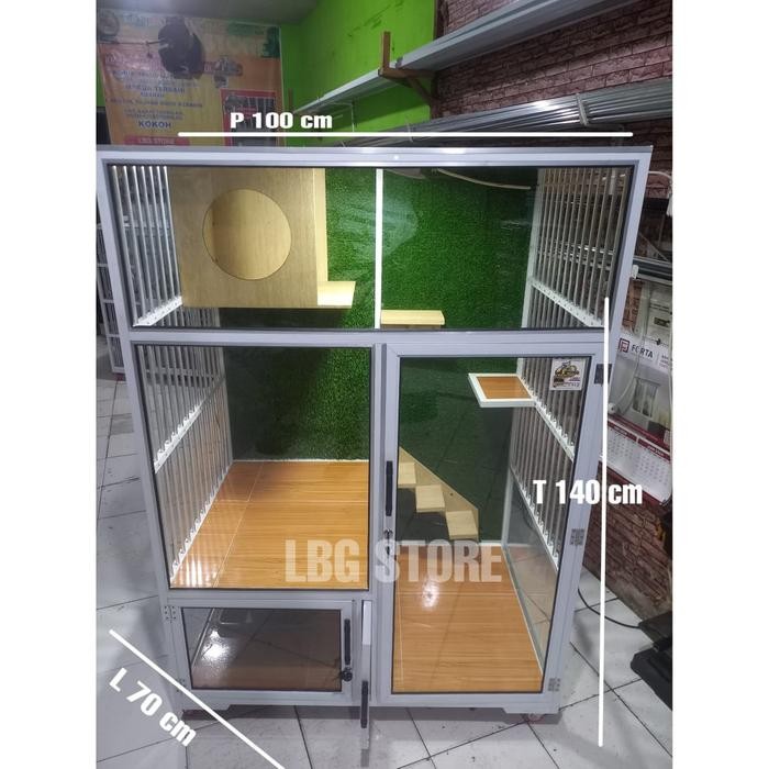 KANDANG KUCING ALUMUNIUM 2 TINGKAT PLAYGROUND