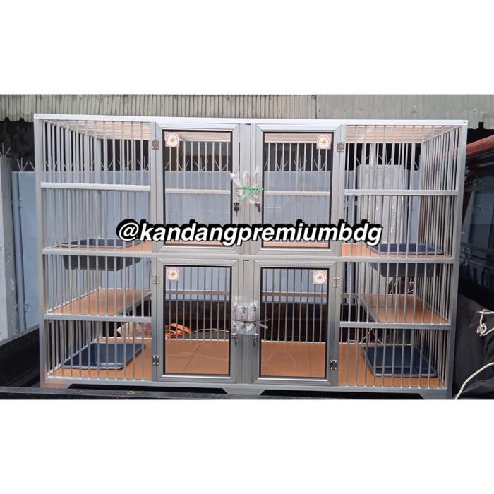 KANDANG ALUMUNIUM ALUMINIUM KUCING 4 KAMAR 4 PINTU