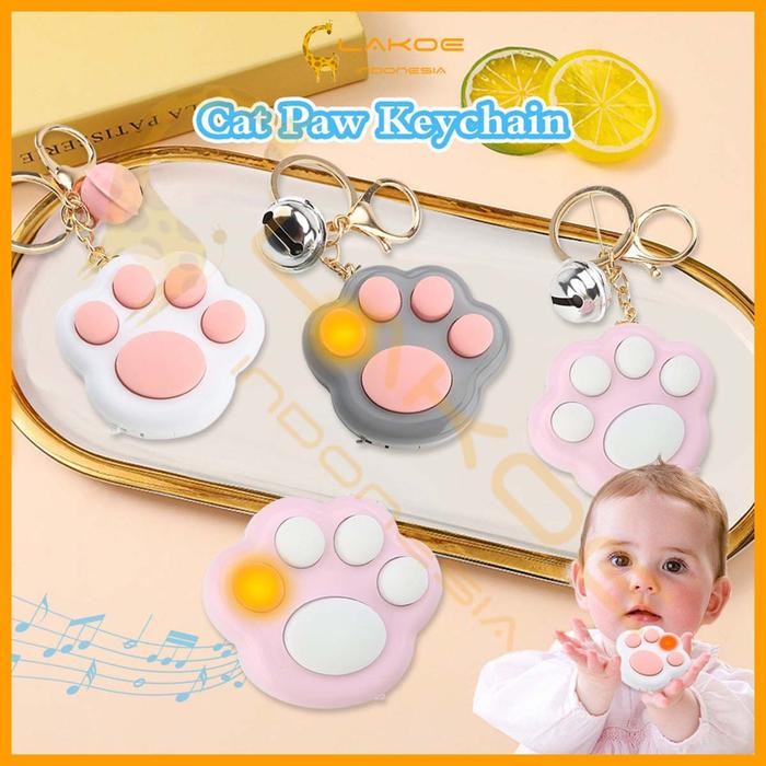 LAKOE Mini Fidget Toy Lovely Portable Funny Cat Paw Push Fidget Game Keychain Mainan Musik Mini