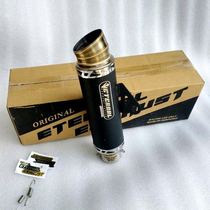 SILINCER KNALPOT RACING ETERNAL BLACK COATING EXHAUST ORIGINAL INLET 50mm