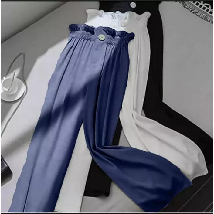 CELANA WANITA KULOT KERUT SUSUN PANJANG KANCING DEPAN KOREA - BAWAHAN PAKAIAN CEWE NYAMAN DI GUNAAN