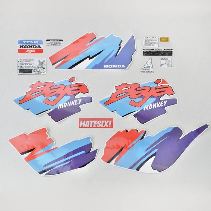 Sticker Decal Tempelan Honda Monkey Baja Biru Merah Hatesix