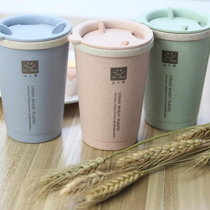 Gelas Unik / Mug Tumbler Straw Wheat Plastic Biodegradable