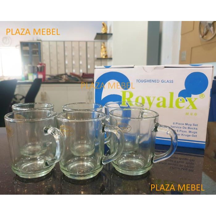 Gelas Royalex / Gelas Kopi RX 255 / Gelas Gagang Royalex Kaca 6 pcs
