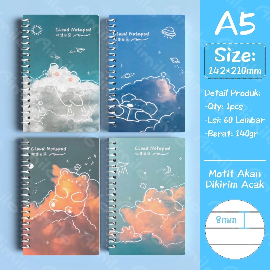 

Aimilo 50 Lember Notebook A7 Scrapbook Mini Buku Kecil Catatan Notes Kecil