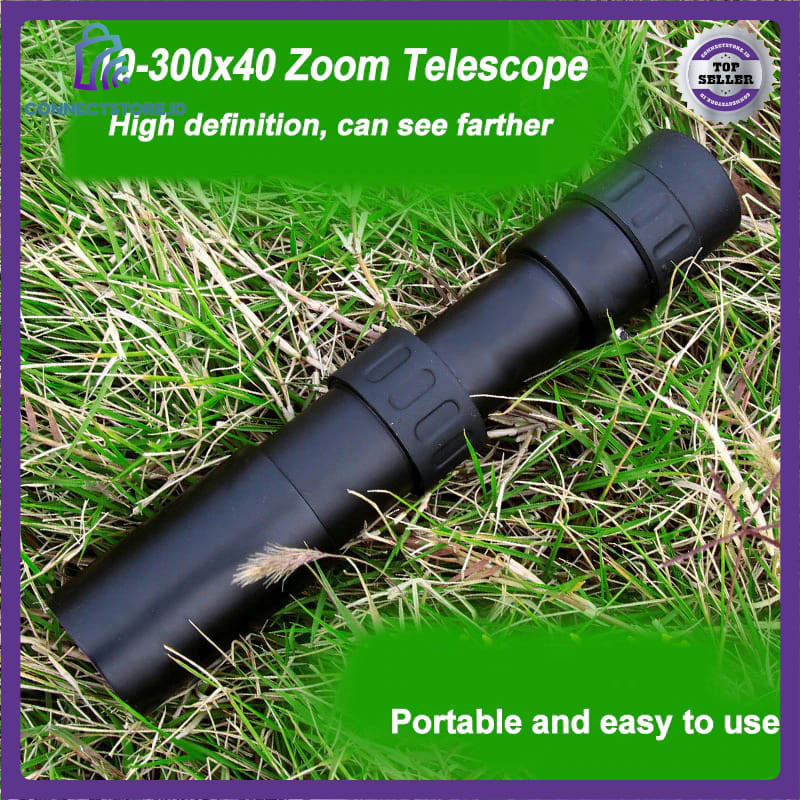 Monocular Zoom Telescope 10-300x40-Hitam