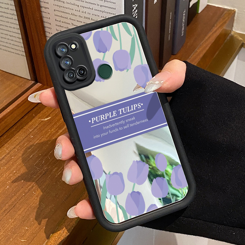 Casing Hp Untuk Realme 7i Realme C17 Case Casing pola Tulip ungu Kasing HP Kesing pelindung Silikon 
