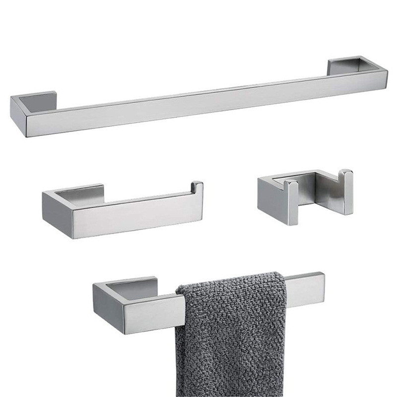 Stainless Steel Polishing Paper Holder Towel Bar Hook Bathroom Kit