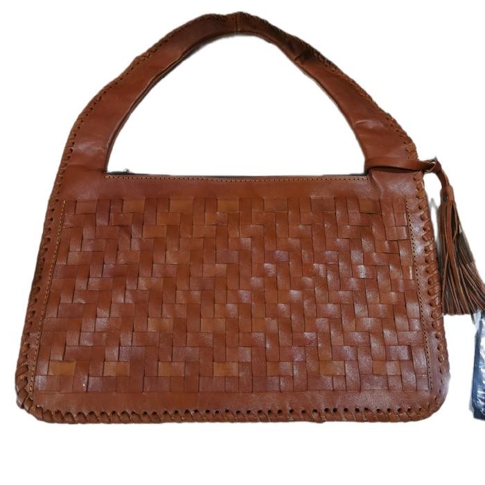 Tas wanita anyaman kulit asli sapi tipe Vintage style bag