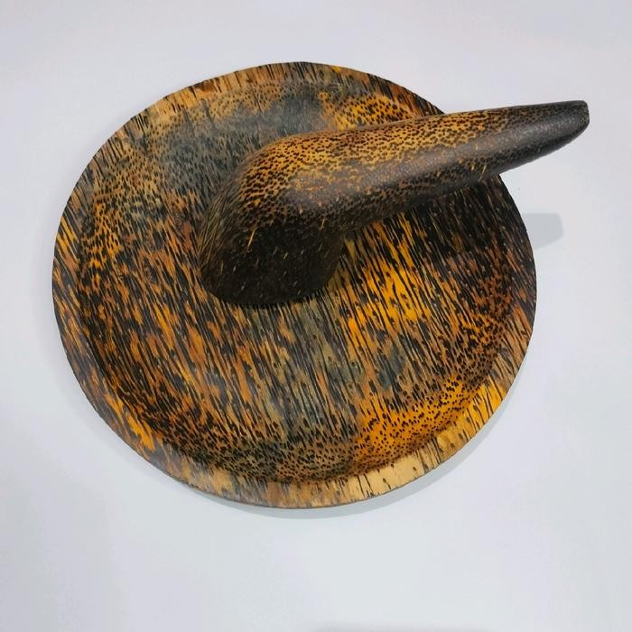 Satu set cobek+ulek kayu aren 22cm,cobek kayu aren,cobek kayu Peralatan Dapur