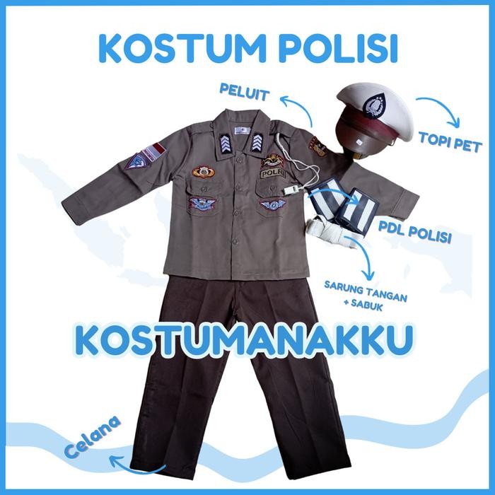 SALE [KOSTUMAKUIMUT] KOSTUM POLISI ANAK-KOSTUM PROFESI POLISI LENGKAP AKSESORIS-BAJU POLISI