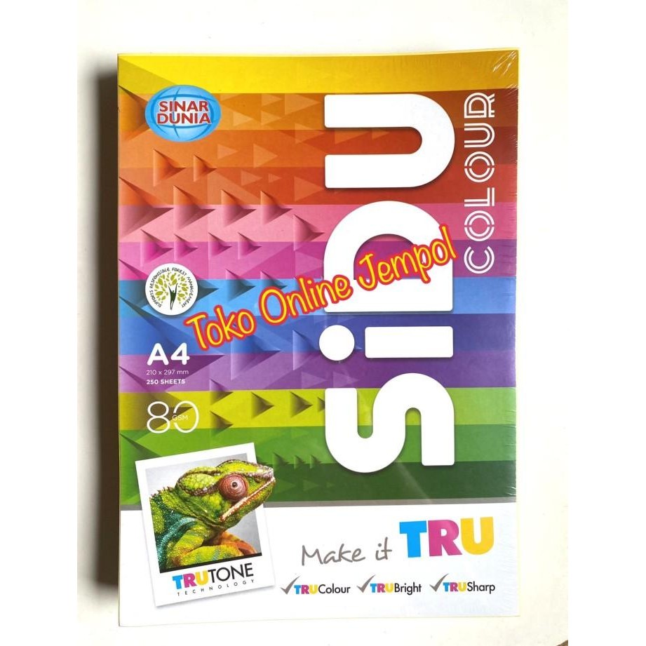 

50 lembar Kertas HVS Warna A4 re-pack Rainbow SIDU 80gr ATK1447SD