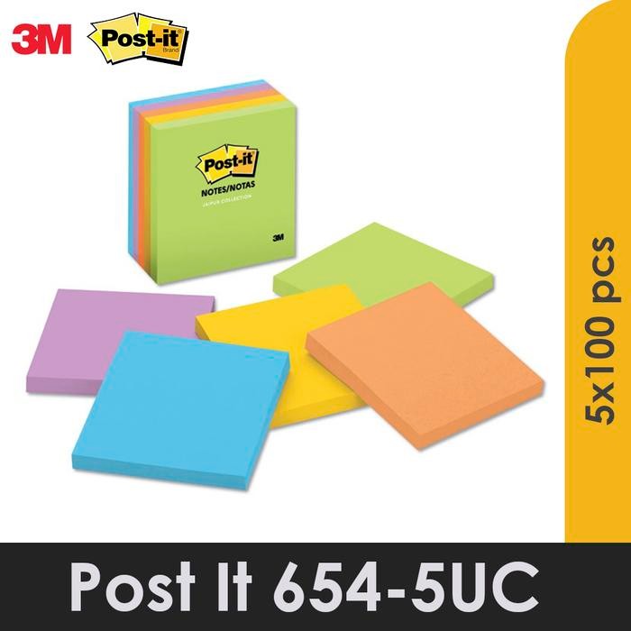 

3m Post It 3M Warna Memo Stick 5 Ultra Color 3x3 in 654-5UC