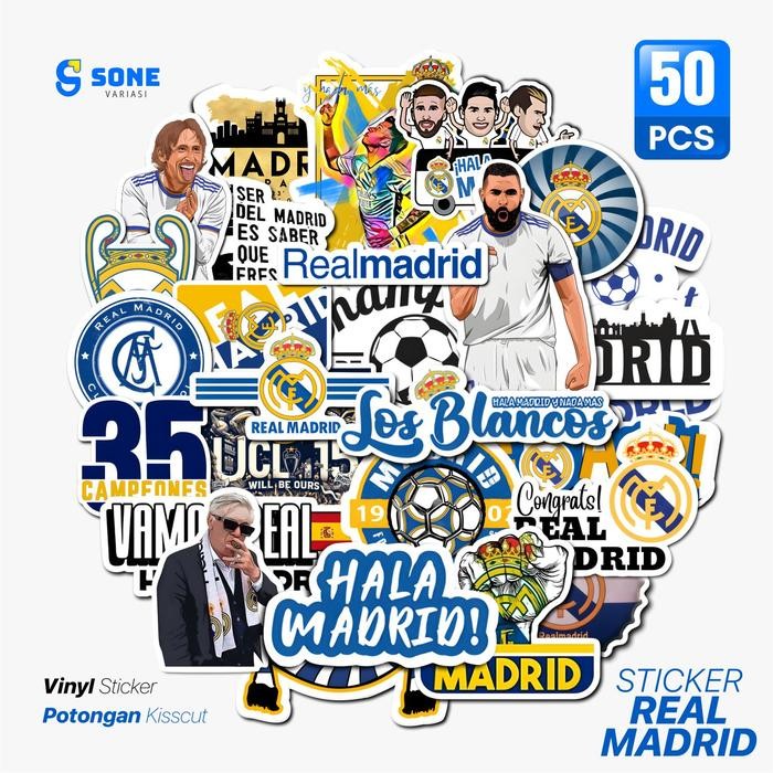 

[50 Pcs] STICKER PACK REAL MADRID AESTHETIC PAPER VINYL DEKORASI KOPER LAPTOP HELM MOTOR