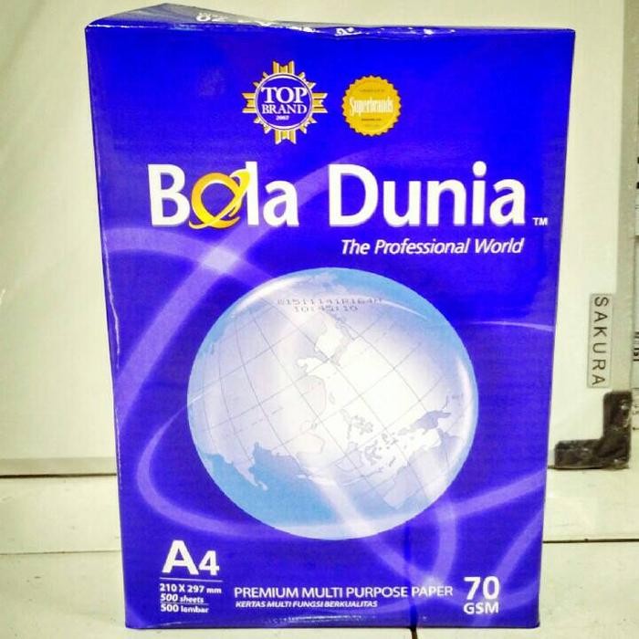 

Bola Dunia Kertas HVS A4 70 gsm 210 x 297 mm / Print / Fotokopi