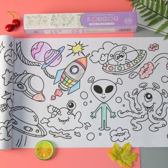 

3 M Poster Roll Coloring Sheet / Kertas MewarnaI Karakter Cute AT0152