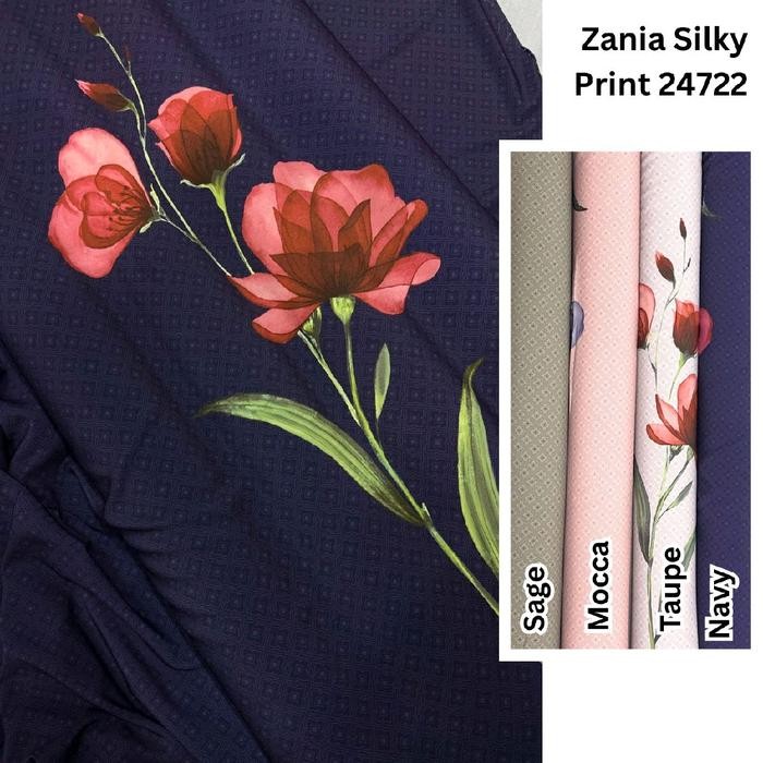 

Kain Zania Silky Print 24722 murah motif bunga cantik bagus untuk seserahan atau bridesmaid (lebar