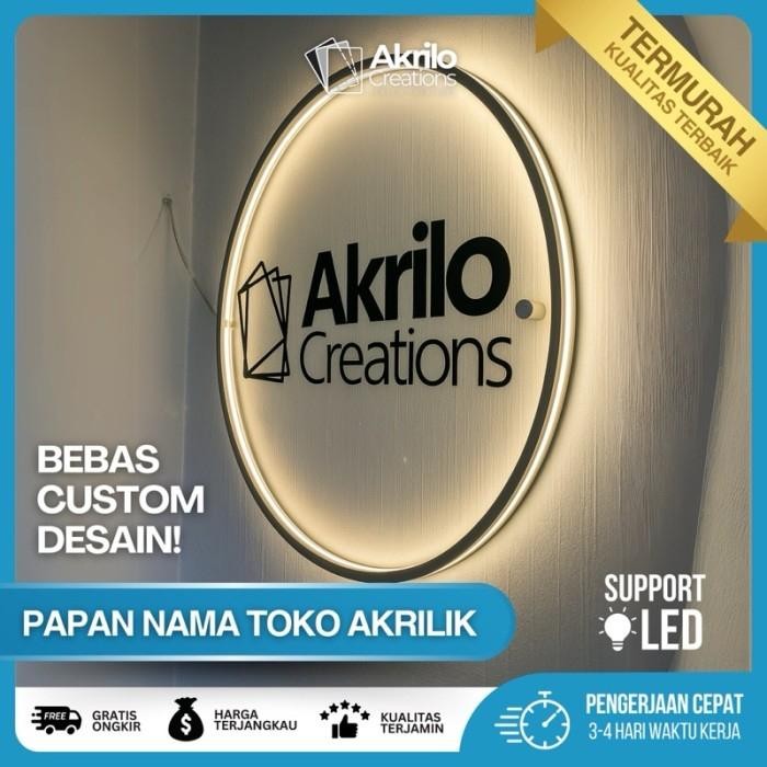 

Papan Nama Toko Akrilik LED Custom Logo Neon Branding Akrilik Bulat Backlit Premium Lampu Neon