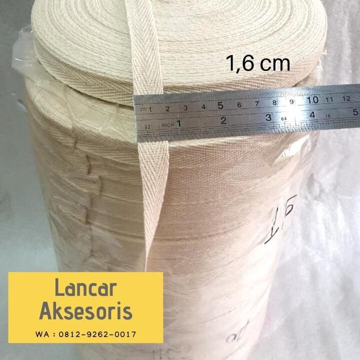 

Pita Katun / twill tape / cotton tape lebar 1,6 cm @50 yard