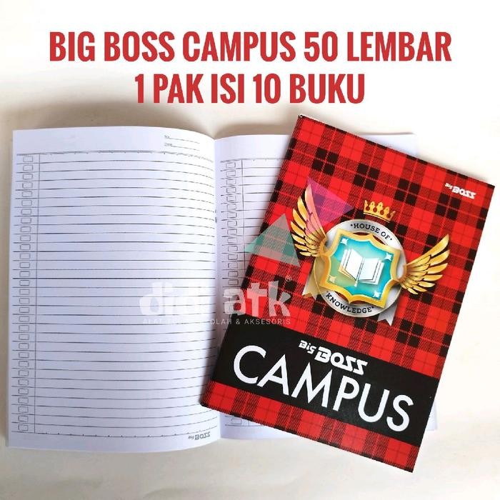 

Buku Tulis Big Boss Campus 50 Lembar 1 Pak (Isi 10 Pcs) - Paper Stationery