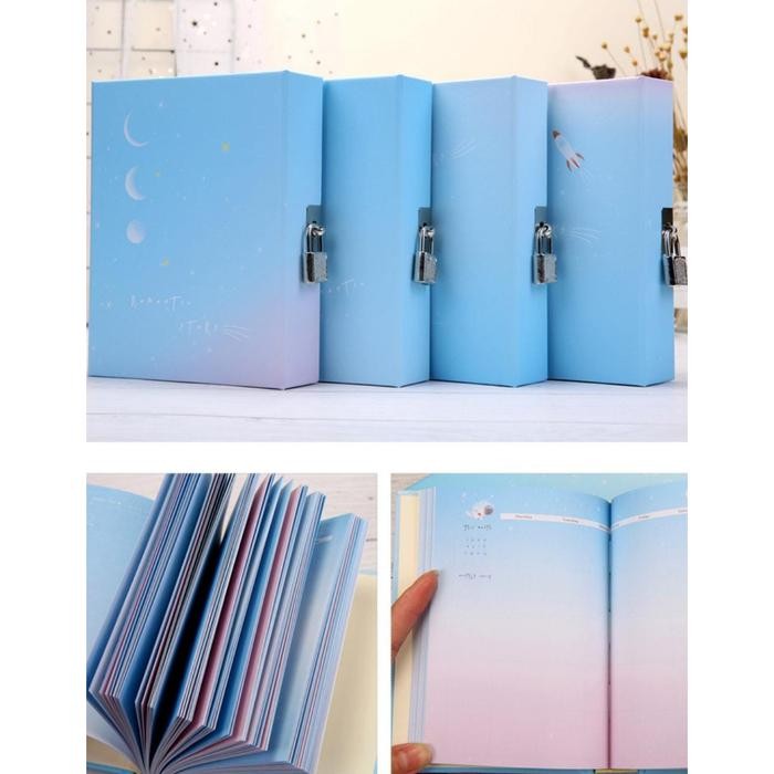 

Buku Tulis / Notebook Polos Motif Romantic Stars Buku Dengan Gembok