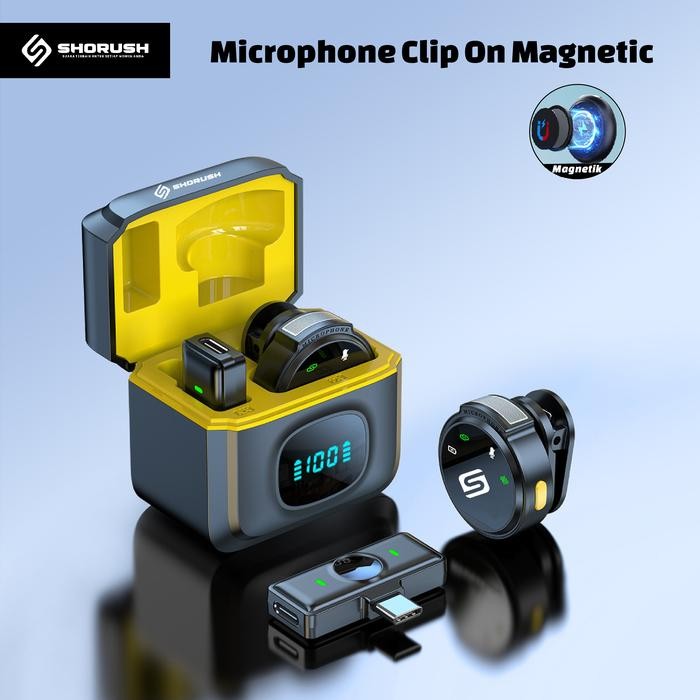 Shorush J6 Single Wireless Microphone Magnetic Clip On Mic Lavalier Microphone Hp Plug & Play