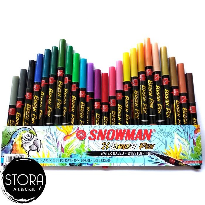 

Snowman Brushpen Brush Pen Kuas Set 24 warna BM-24 Lettering Doodle