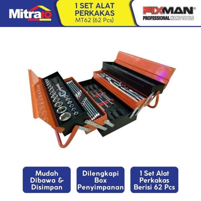 Fixman Set Perkakas Tool Box Set 62 Pcs Mt62