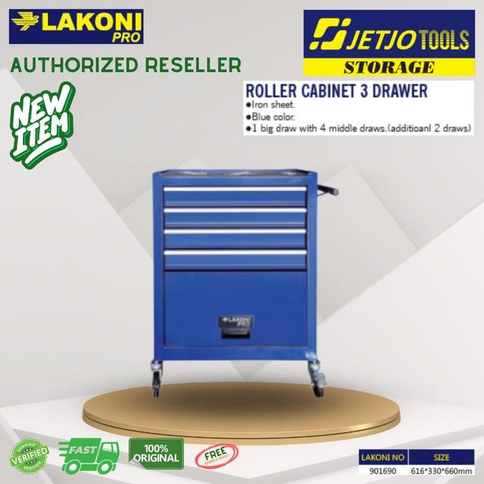 JETJO TOOLS Lakoni Pro Roller Cabinet 3 Drawer 616x330x660 901690 KUAT